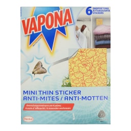 VAPONA | Σκοροκτόνα Αυτοκόλλητα Mini Thin Sticker 6 Τεμάχια