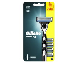 GILLETTE | Ξυριστική Μηχανή Mach3 Λαβή + 5 Ανταλλακτικά 1 Τεμάχιο