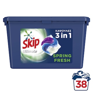 SKIP | Kάψουλες Πλυντηρίου Ρούχων Ultimate Spring Fresh Trio 38 Μεζούρες