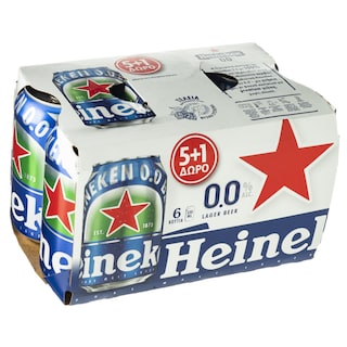 HEINEKEN | Μπύρα Χωρίς Αλκοόλ Κουτί 6x330ml 5+1 Δώρο