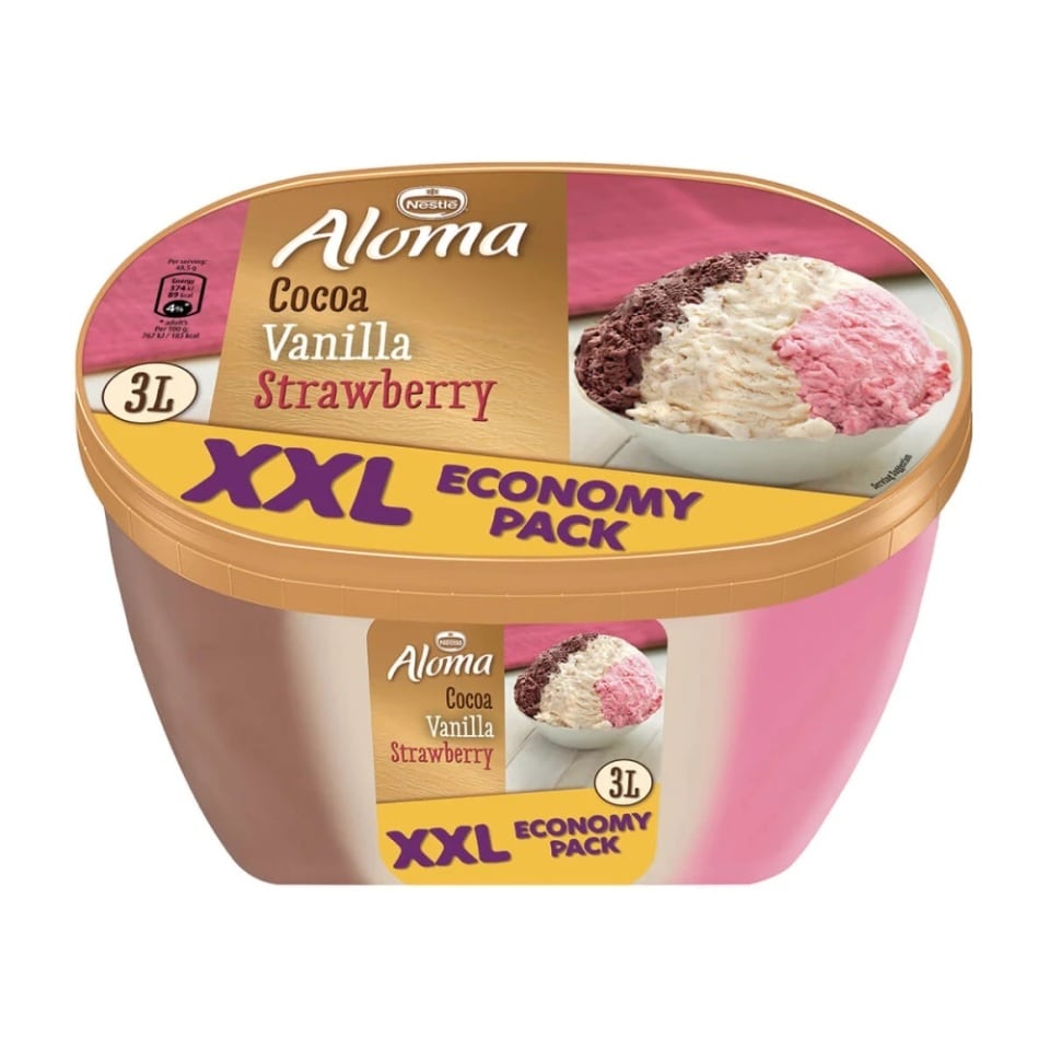 ALOMA Παγωτό XXXL Βανίλια Σοκολάτα Φράουλα 1.455kg