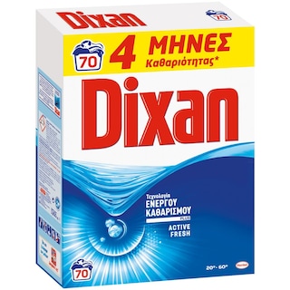 DIXAN | Σκόνη Πλυντηρίου Ρούχων Φρεσκάδα Ωκεανού 70 Μεζούρες