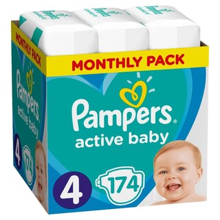 PAMPERS | Πάνες Μωρού Active Baby Νο4 Αποκλειστικά Online 174 Τεμάχια