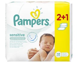PAMPERS | NEW BABY SENSITIVE | ΜΩΡΟΜΑΝΤΗΛΑ SENSITIVE 168 ΤΕΜ 2 + 1 ΔΩΡΟ