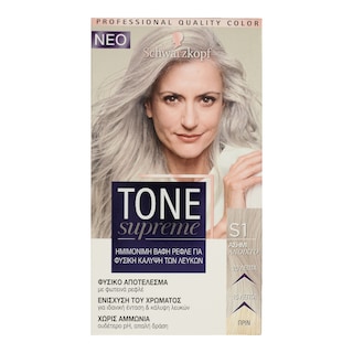 TONE SUPREME | Βαφή Μαλλιών Νο S1 Ασημί Ανοιχτό 1 Τεμ.