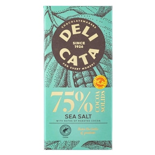 DELICATA | Μαύρη Σοκολάτα 75% Κακάο & Θαλασσινό Αλάτι 100g