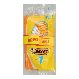 BIC | Ξυραφάκια Μιας Χρήσης 1 Λεπίδα 10 Τεμ. + BIC3 Δώρο