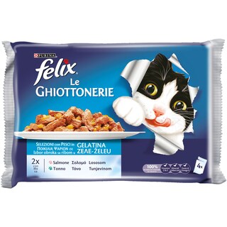 FELIX | Γατοτροφή Σολομός και Τόνος σε Ζελέ 4x100g
