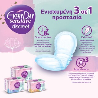 EVERY DAY | Σερβιέτες Ακράτειας Sensitive Discreet Maxi Night 10 Τεμάχια