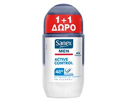 SANEX | Αποσμητικό Roll On Men Active Control 50ml 1+1 Δώρο