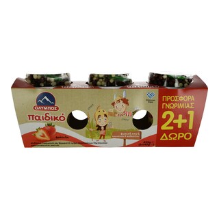 ΟΛΥΜΠΟΣ | Επιδόρπιο Γιαουρτιού Παιδικό Φράουλα 3x145gr 2+1 Δώρο