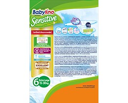 BABYLINO | Πάνες Μωρού Sensitive Χαμομήλι Νο6 15-30kg 15 Τεμάχια