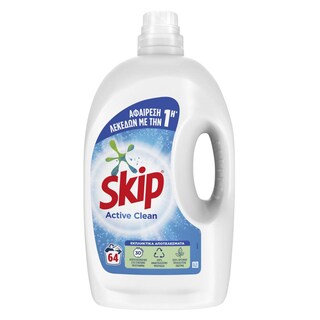 SKIP | Υγρό Πλυντηρίου Ρούχων Active Clean 64 Μεζούρες
