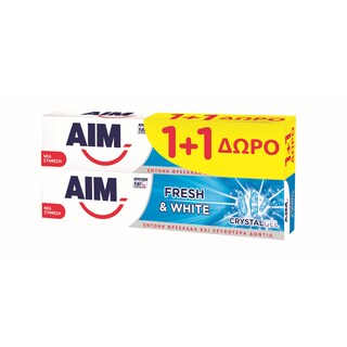 AIM | Οδοντόκρεμα Crystal Gel 75ml 1+1 Δώρο