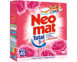 NEOMAT | Σκόνη Πλυντηρίου Ρούχων Άγριο Τριαντάφυλλο 45 Μεζούρες