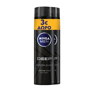 NIVEA | Αφρός Ξυρίσματος Deep Black Carbon 2x200ml Έκπτωση 3Ε