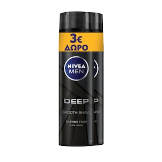 NIVEA | Αφρός Ξυρίσματος Deep Black Carbon 2x200ml Έκπτωση 3Ε