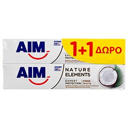 AIM | Οδοντόκρεμα Nature Elements Coco White 75ml 1+1 Δώρο