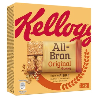 KELLOGGS | ALL BRAN | Μπάρες Δημητριακών Φυσική 6 X 40gr