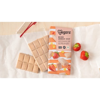 VEGANZ | Λευκή Σοκολάτα Bio Φράουλα & Corn Flakes 80g