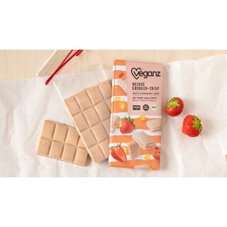 VEGANZ | Λευκή Σοκολάτα Bio Φράουλα & Corn Flakes 80g