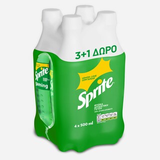 SPRITE | Αναψυκτικό Γκαζόζα Lemon Lime Φιάλη 4x500ml 3+1 Δώρο