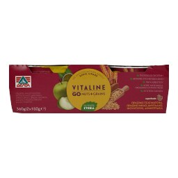 VITALINE | Επιδόρπιο Γιαουρτιού Go Nuts & Grains Πράσινο Μήλο & Matcha 2Χ180 gr