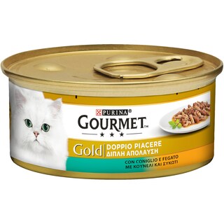 GOURMET | GOLD | Γατοτροφή Διπλή Απόλαυση Κουνέλι & Συκώτι 85gr