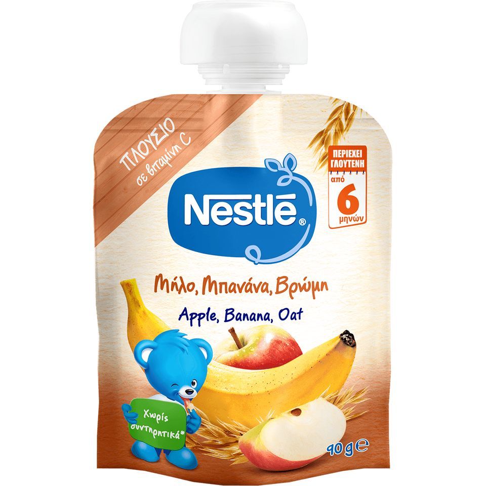 NESTLE Φρουτοπουρές Μήλο Μπανάνα Βρώμη 90gr