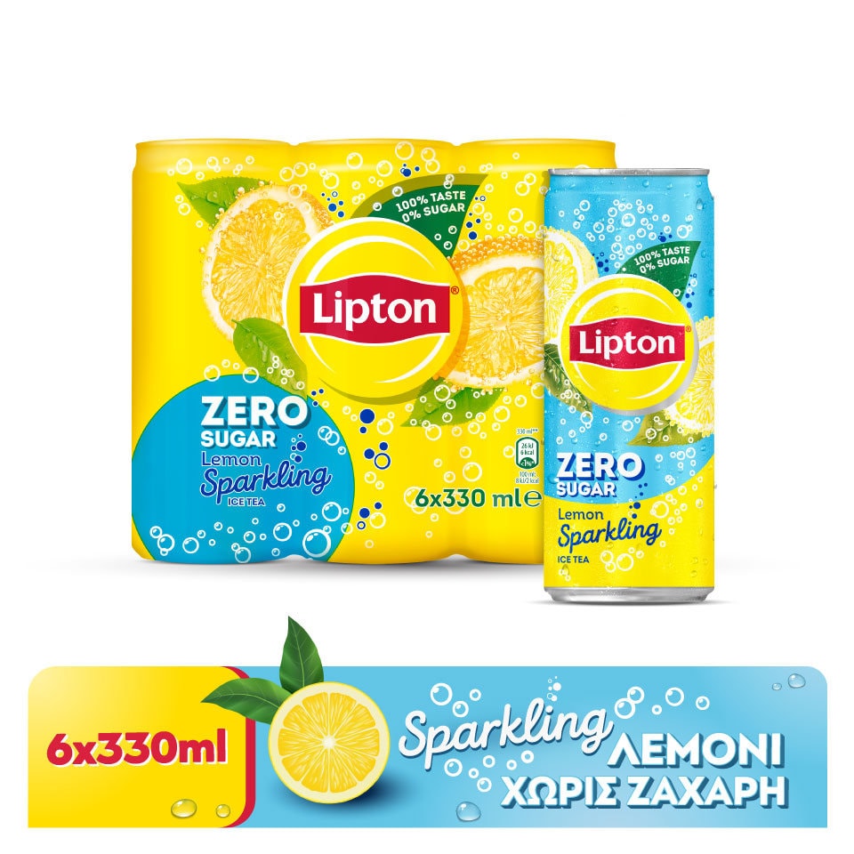 LIPTON Ice Tea Λεμόνι Ανθρακούχο Zero 6x330ml