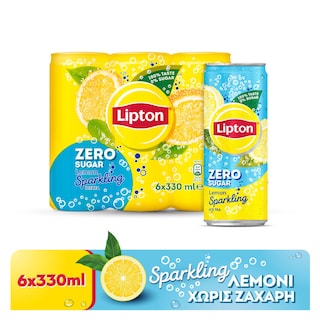 LIPTON | Ice Tea Λεμόνι Ανθρακούχο Zero 6x330ml