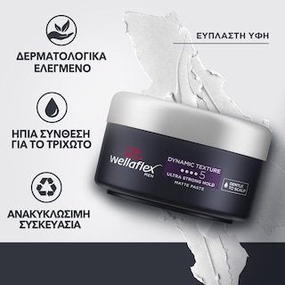 WELLAFLEX | Ματ Πάστα Μαλλιών Dynamic Texture Ultra Strong Hold 75ml