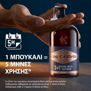 GILLETTE | KING C | Gel Καθαρισμού King C Beard & Face 350ml