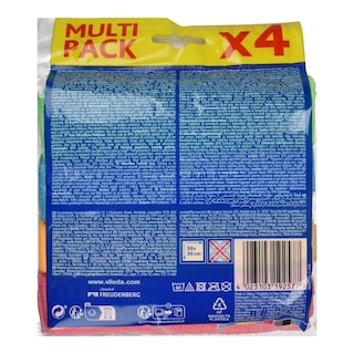 VILEDA | Πετσέτα Μικροϊνών Γενικής Χρήσης Colors 4 Τεμάχια