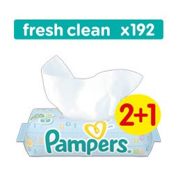 PAMPERS | ΜΩΡΟΜΑΝΤΗΛΑ FRESH CLEAN 192 TEM 2+1 ΔΩΡΟ