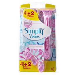 GILLETTE | Ξυραφάκια Μίας Χρήσης Simply Venus 3 6 Τεμάχια 4+2 Δώρο