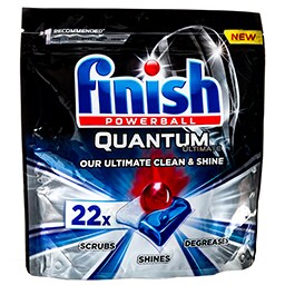 FINISH | Ταμπλέτες Πλυντηρίου Πιάτων Quantum Ultimate Regular 22 Τεμάχια