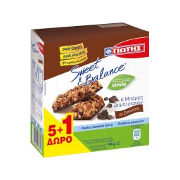 SWEET & BALANCE | Μπάρες Δημητριακών Σοκολάτα με Στέβια 24g 5+1 Δώρο