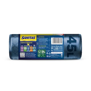 SANITAS | Σακούλες Απορριμμάτων Flex & Strong Μεγάλες με Κορδόνι 10 Τεμάχια