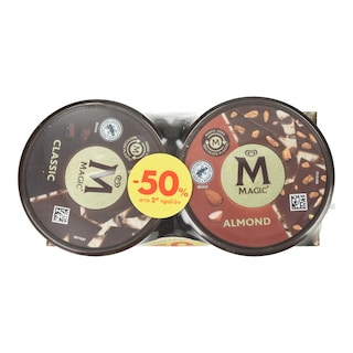 MAGIC | Παγωτό Classic + Almond 2x310g 50% στο 2ο