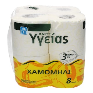 ΑΒ | ΧΑΡΤΙ ΥΓΕΙΑΣ ΜΕ ΧΑΜΟΜΗΛΙ 3 ΦΥΛΛΑ 8 ΤΕΜ