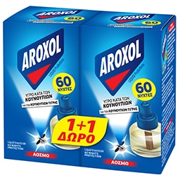 AROXOL | Εντομοαπωθητικό Υγρό 60 Νύχτες Ανταλλακτικό 2 Τεμάχια 1+1 Δώρο