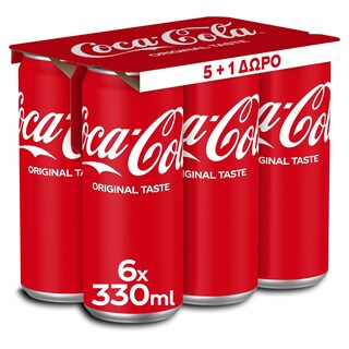 COCA COLA | Αναψυκτικό Cola Κουτί 6x330ml 5+1 Δώρο