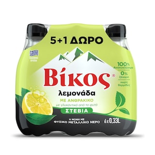 ΒΙΚΟΣ | Λεμονάδα με Ανθρακικό Στέβια 6x330ml 5+1 Δώρο