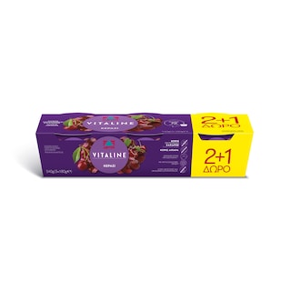 VITALINE | Επιδόρπιο Γιαουρτιού Κεράσι 3 Χ 180 gr 2+1 Δώρο