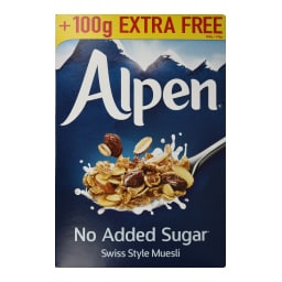 ALPEN | Μούσλι Χωρίς Ζάχαρη 560g+100g Δώρο