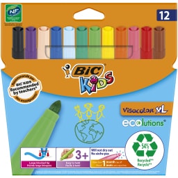 Μαρκαδόροι Ζωγραφικής Kids Visacolor XL Διάφορα Χρώματα 12 Τεμάχια