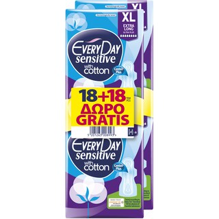 EVERY DAY | Σερβιέτες Ultra Plus Sensitive Economy XL 18 Τεμάχια 1+1 Δώρο