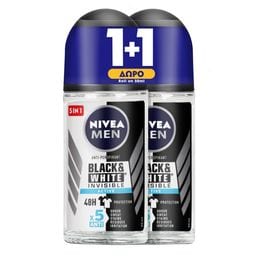 NIVEA | NIVEA DEO R/ON BL&WH ACTIVE  50ML 1+1