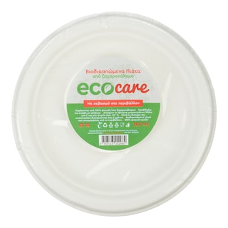 ECOCARE | Πιάτα Βιοδιασπώμενα 18cm Λευκά 10 Τεμάχια